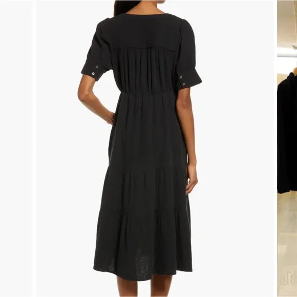 Madewell Lightspun Tiered Button Front Midi Dress - Picture 5 of 9